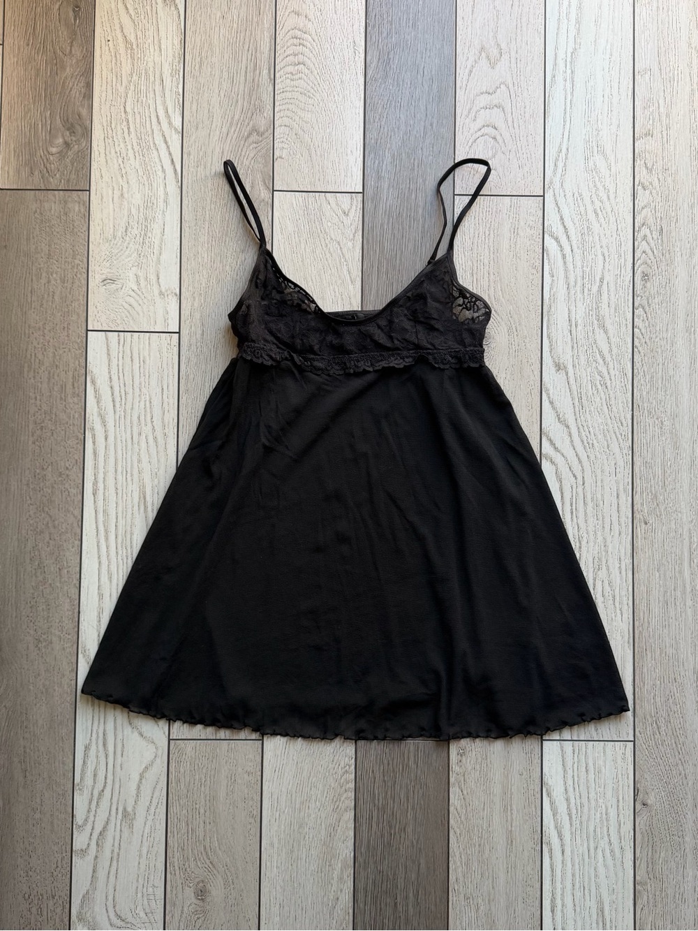 Victoria's Secret Black Lace Trim Chemise size S